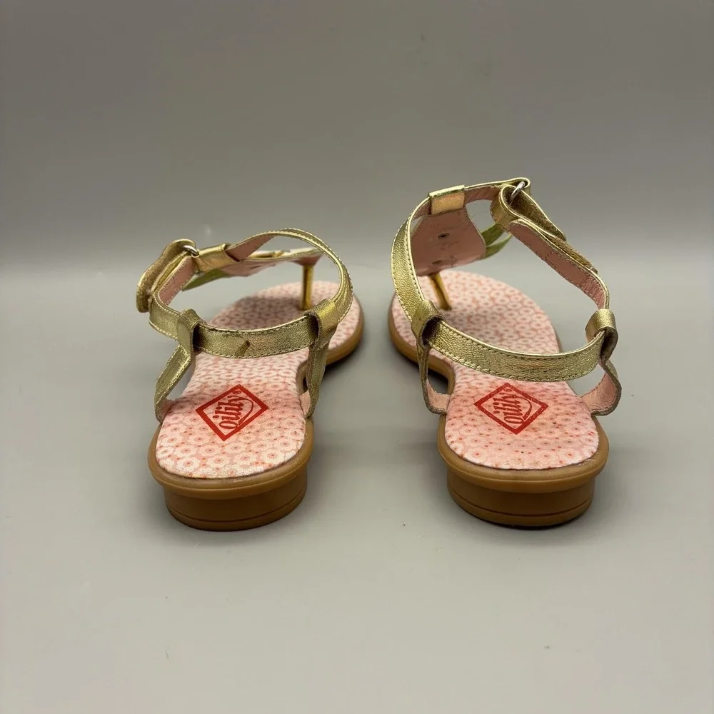 Oilily Sandals Womens Size 36 Gold Thong Floral Rhinestone Strap Cute Colorful